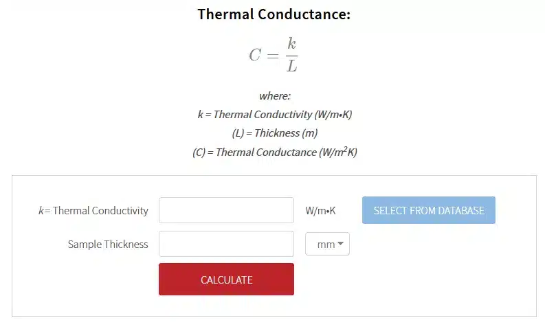 Thermal Conductance Calculator - Thermtest
